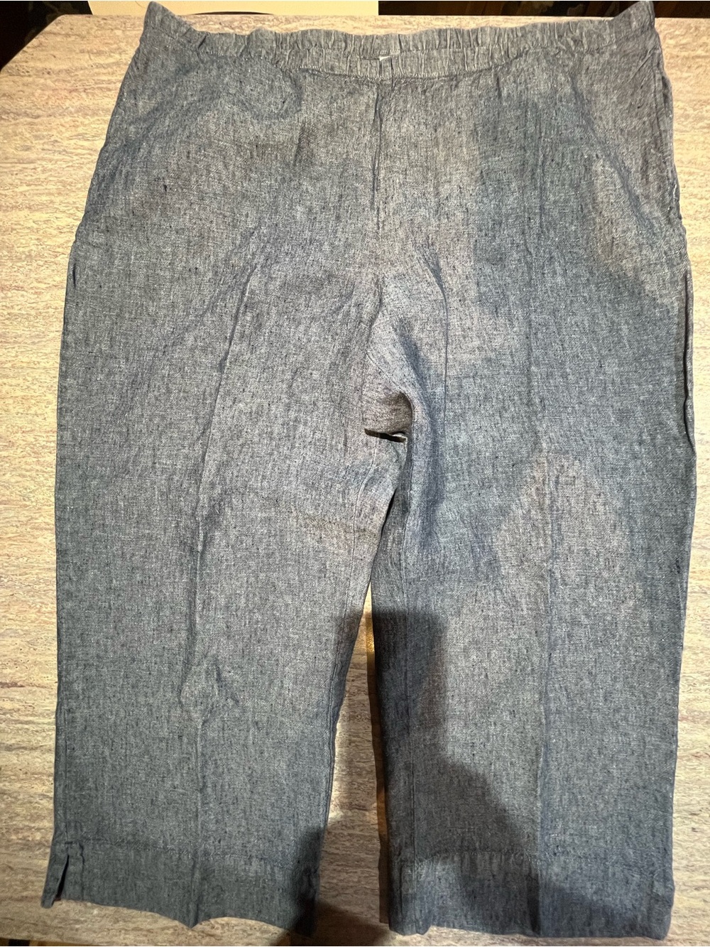 J. Jill XL Navy Blue Pure Linen Cropped Pants EUC